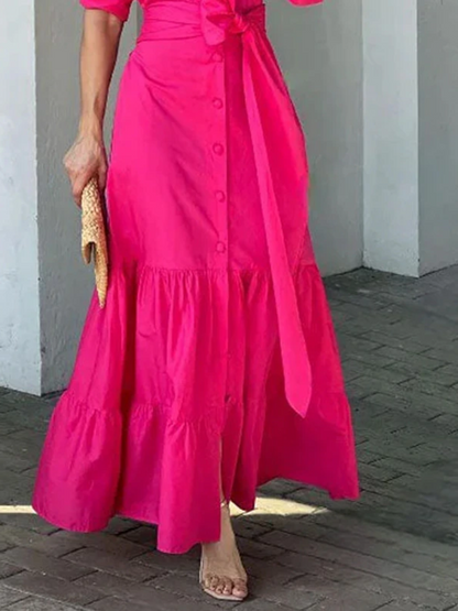 Elegant Lace-Up Maxi Dress
