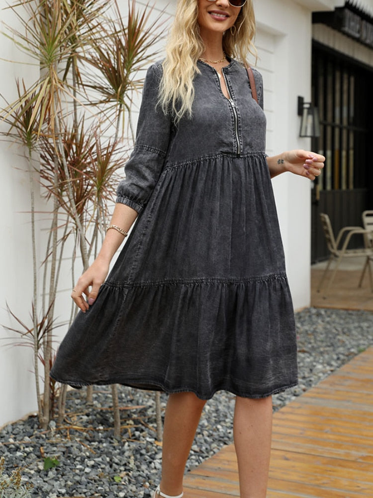 Summer Imitation Denim Dress for Women