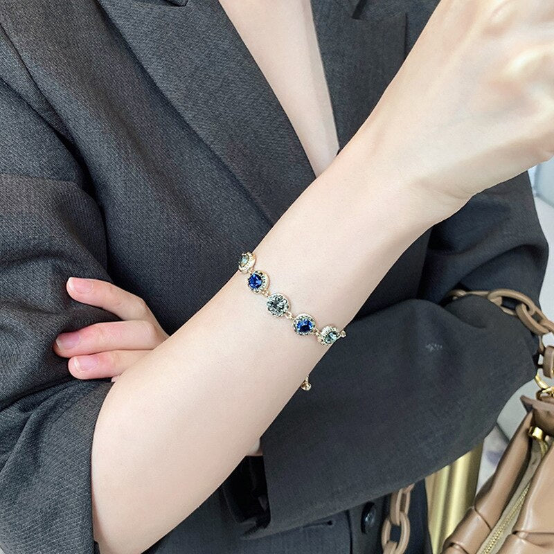 Bracelet Elégant Saphir Bleu Zircon