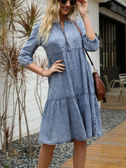 Robe d'été en imitation denim pour femme